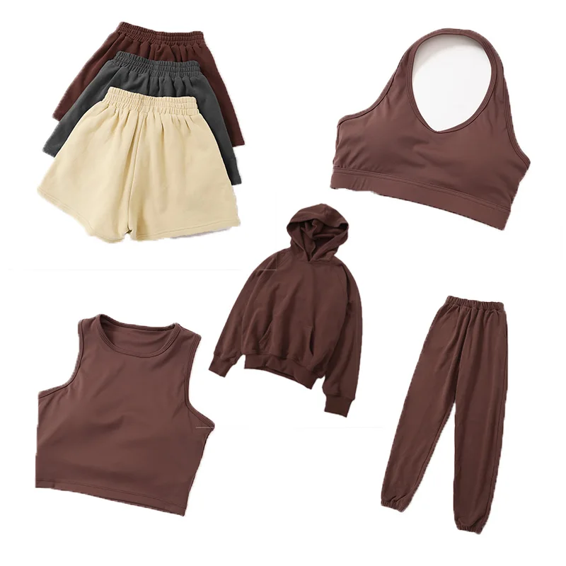 

CHS0002W Best sale fashion yoga sets fitness women hoodies joggers long sleeve sweatsuit 4 piece suit clothing