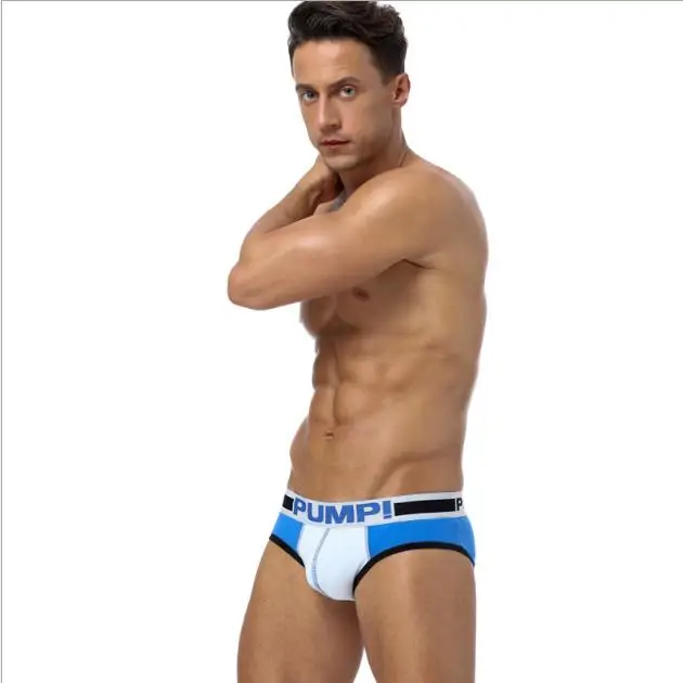 

PUMP Trendy Mid-Waist Cotton Men's Panties, Blue,blue-white,green-white,gray-white,red,dark blue