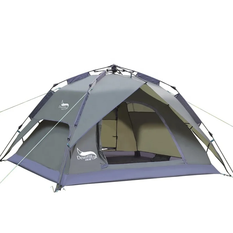 

Desert Fox Camping Tent for 3-4 Person Instant Pop-Up Automatic Quick Setup Dome Tents Waterproof for Family Hiking Beach Tent, Blue, green, olive