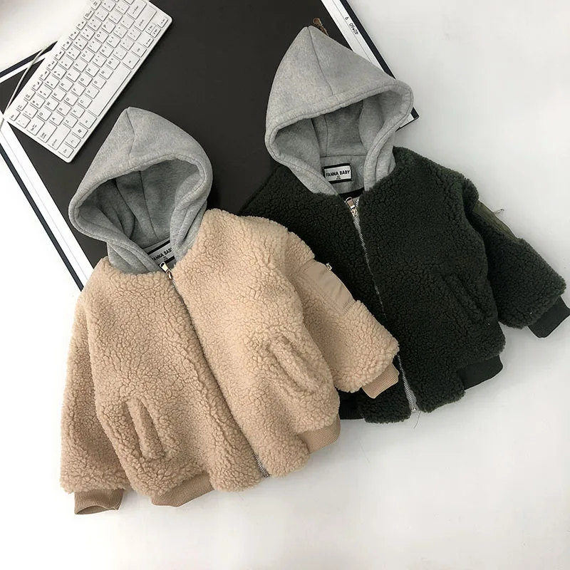 2020 New Arrival Girls Boys Fleece Hooded Coat Thicken Winter Full Sleeve Fashion Kids Jacket free shipping