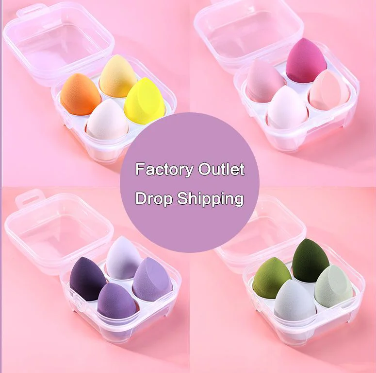 

OEM Custom Beauty Cosmetics Blender Makeup Sponge with Packaging Box Cosmetic Women Egg Tools Makeup Powder Puff, Customized color