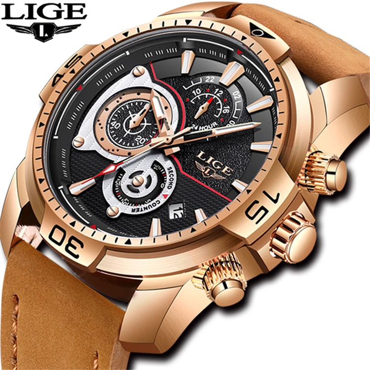 

Reloj LIGE Mens Watches Silicone Strap Top Brand Luxury Sport Chronograph Military Waterproof Men Watch+Box Relogio Masculino