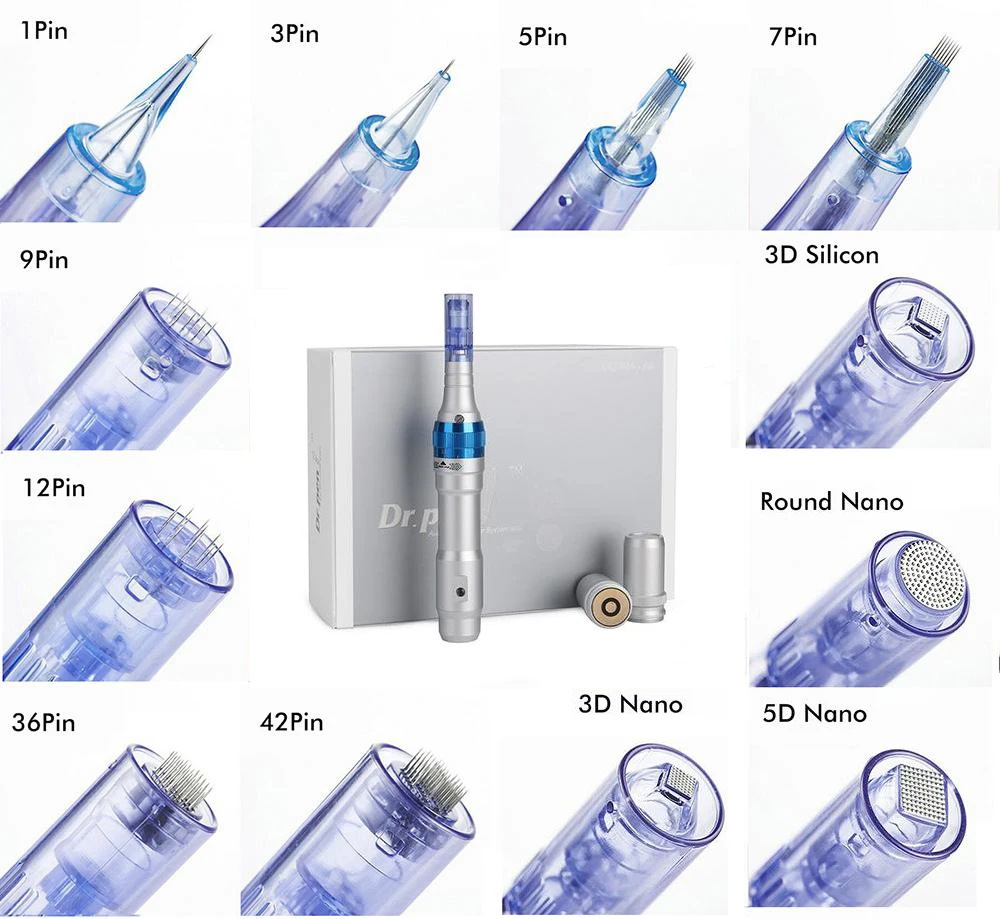 

Profesional Derma Pen Dr.pen Ultima A6s Needle Cartridge Dermapen Microneedling Tip, Blue, white,white