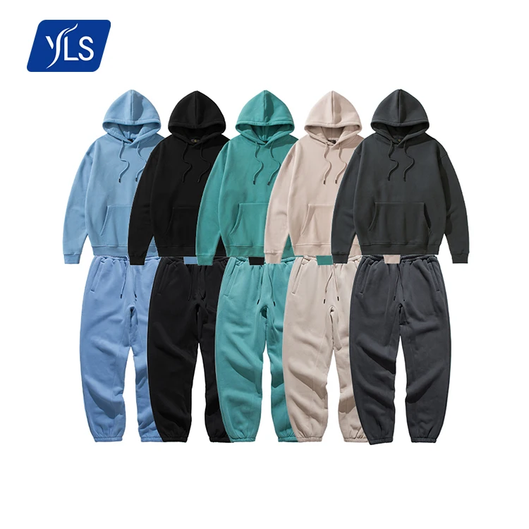 

YLS Wholesale High Quality Design Your Own Tracksuit Unisex Couple Oversized Custom Logo Blank Thick Fleece Jogger Set Sweatsuit