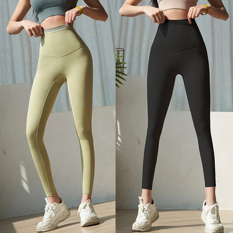 

2021 Custom Logo High Quality Yoga Pants Solid Seamless Stretchy Sport Leggings Buttery Soft Naked Feel Yoga Pants Athletic