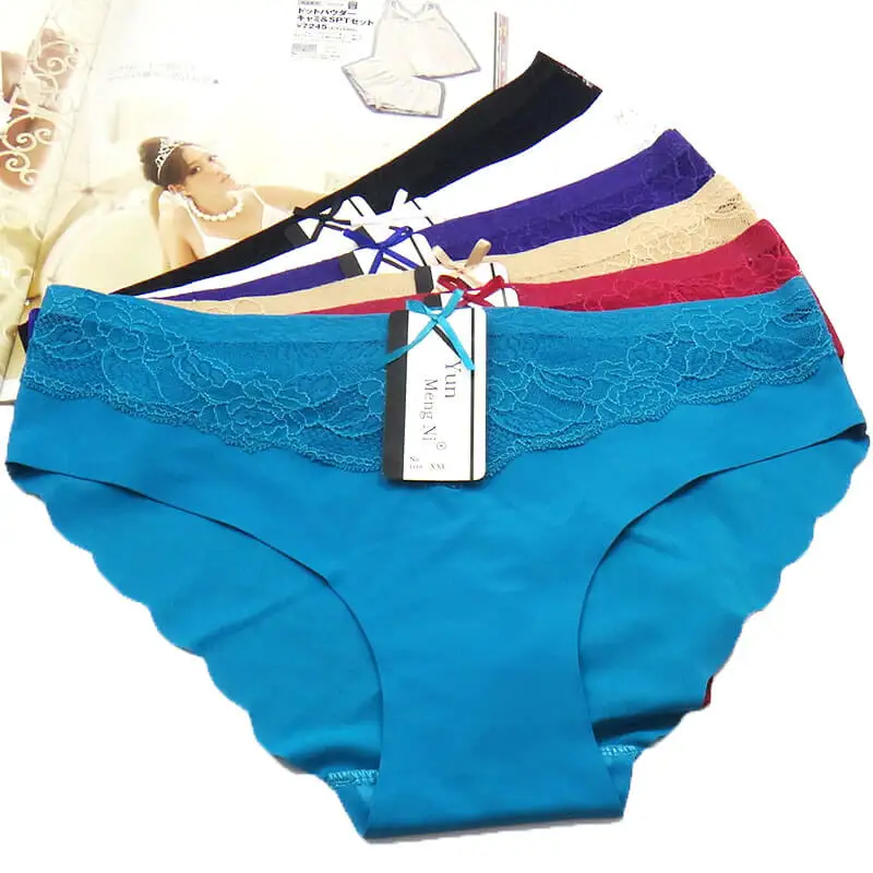 

Woman Seamless Panties With Lace Girl Seamless Briefs Ladies Underwear, 6 colors
