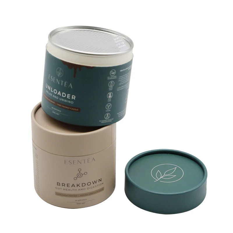 Recycled Round Cylinder Paper Tube Packaging Food Grade Airtight Easy Peel Off Paper Tube Packaging for Food Coffee Tea