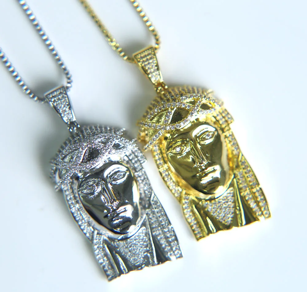 

Promotion iced out bling hip hop men women jewelry 5A cz box chain head pendant necklace