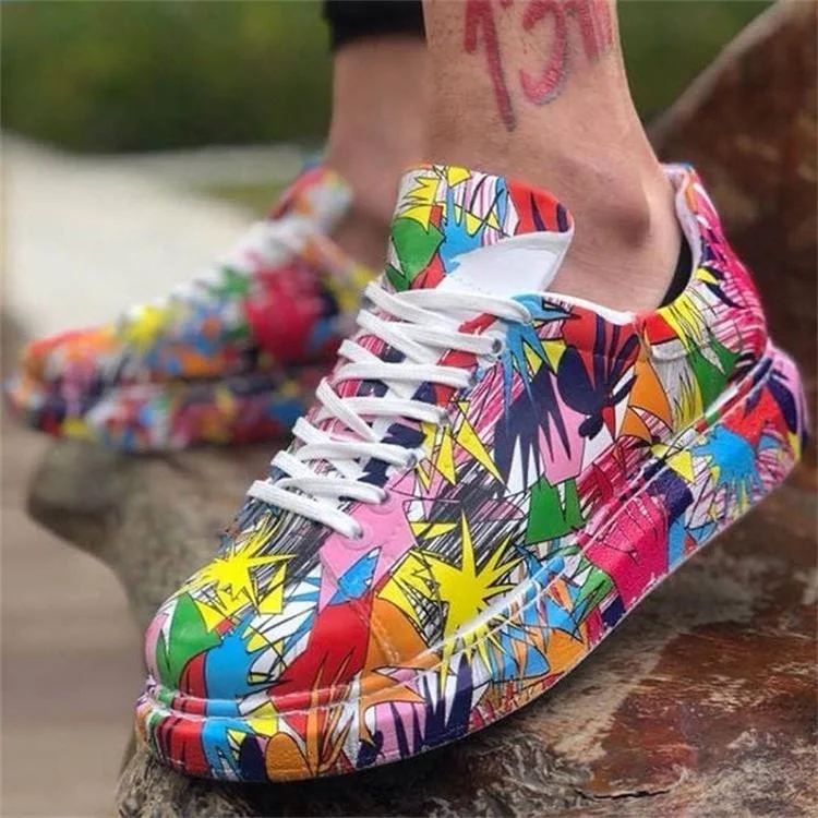 

2020 Men's Fashion Sneakers Graffiti Casual Shoes Trending Products Breathable Flat Shoes Streetwear Outdoor Patchwork Sneakers