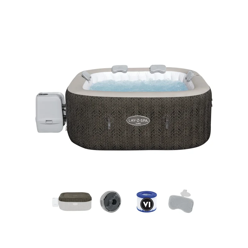 BESTWAY 6001R Lay-Z-Spa Cabo Energy-Efficient Smart Inflatable Hot Tub with App Control 4-6 Person 1.80 m X 1.80 m X 71 cm