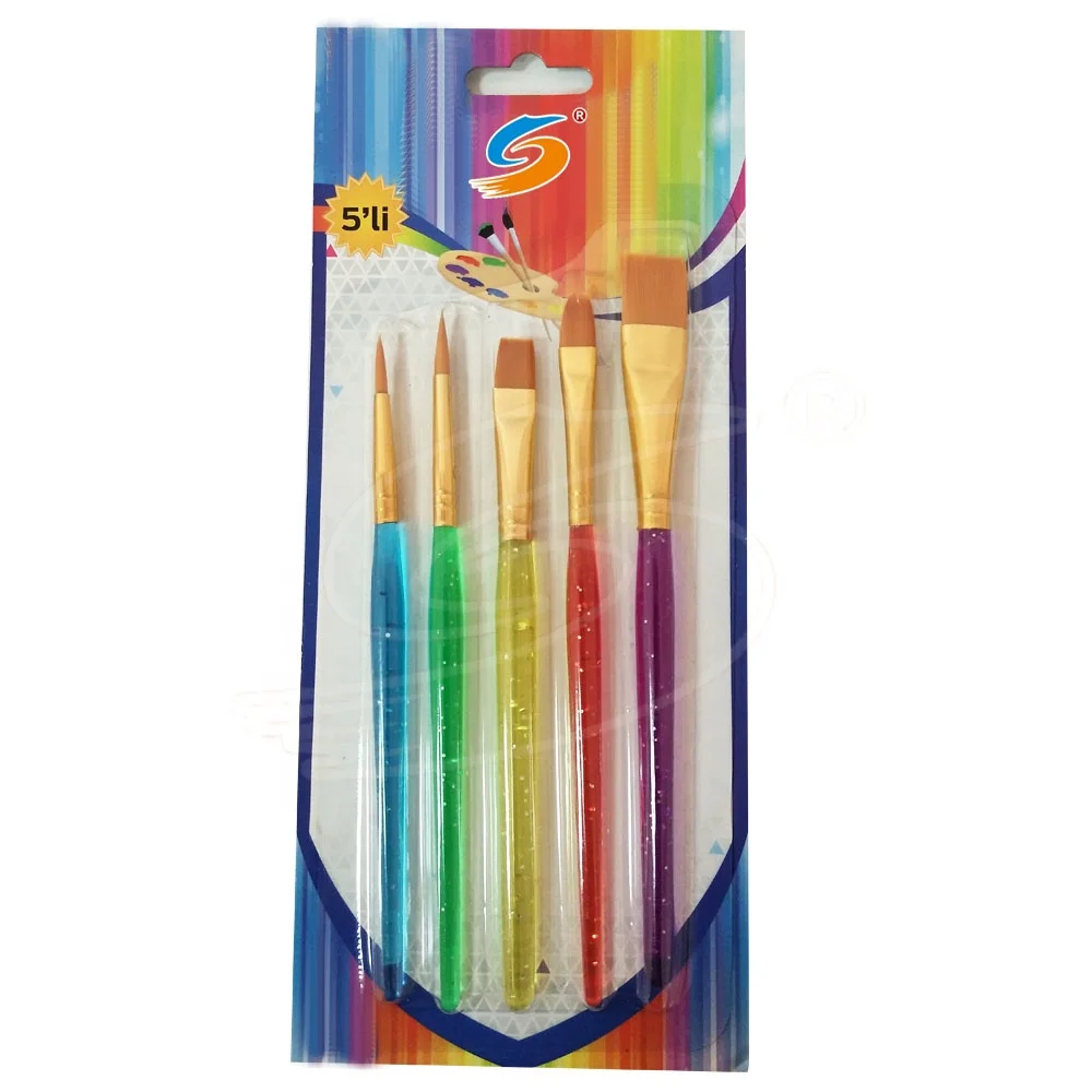 Fashion Kids Paint Brush Candy Color Plastic Handle Nylon Hair Art