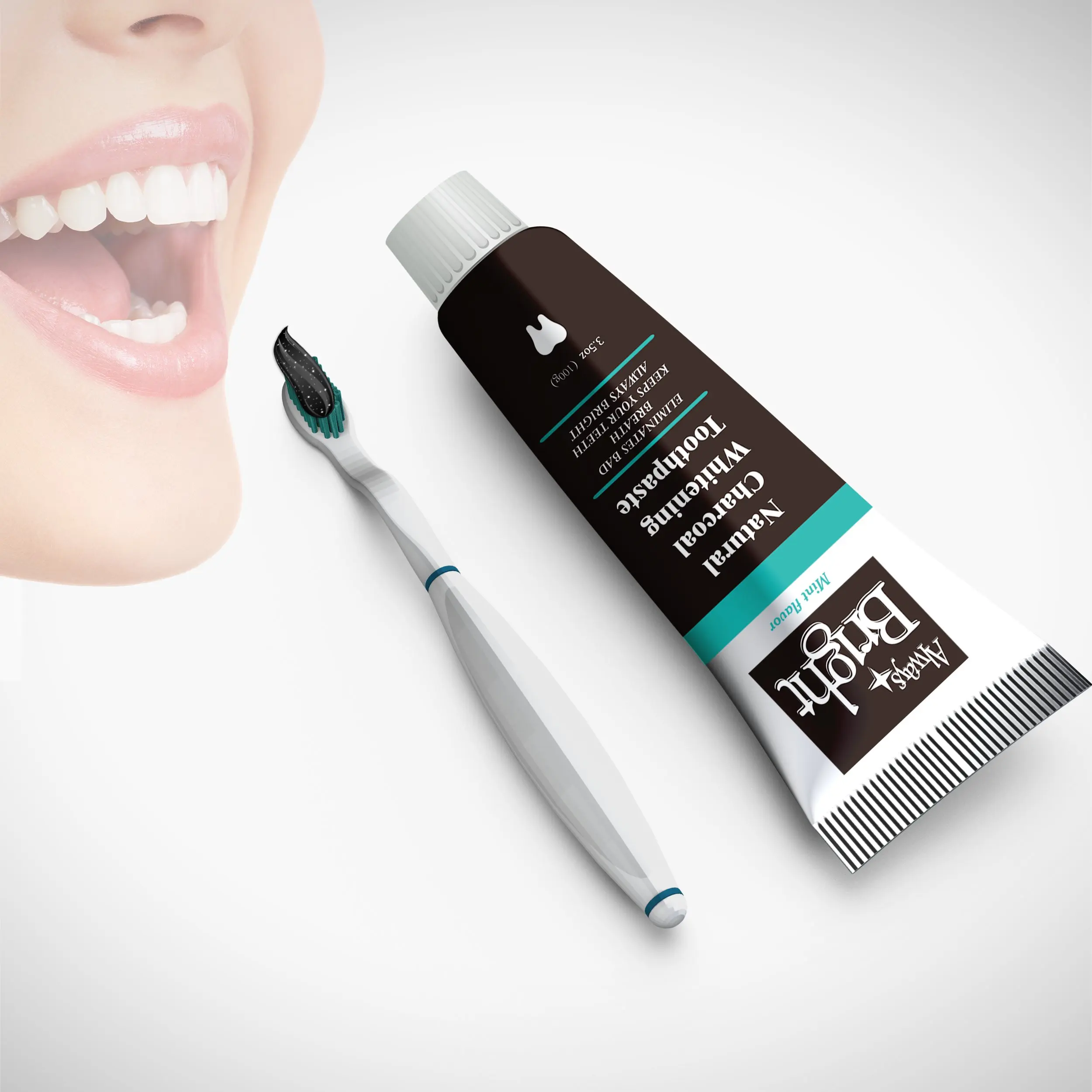 

Wholesale OEM coconut activated charcoal teeth whitening toothpaste private label, Natural black gel