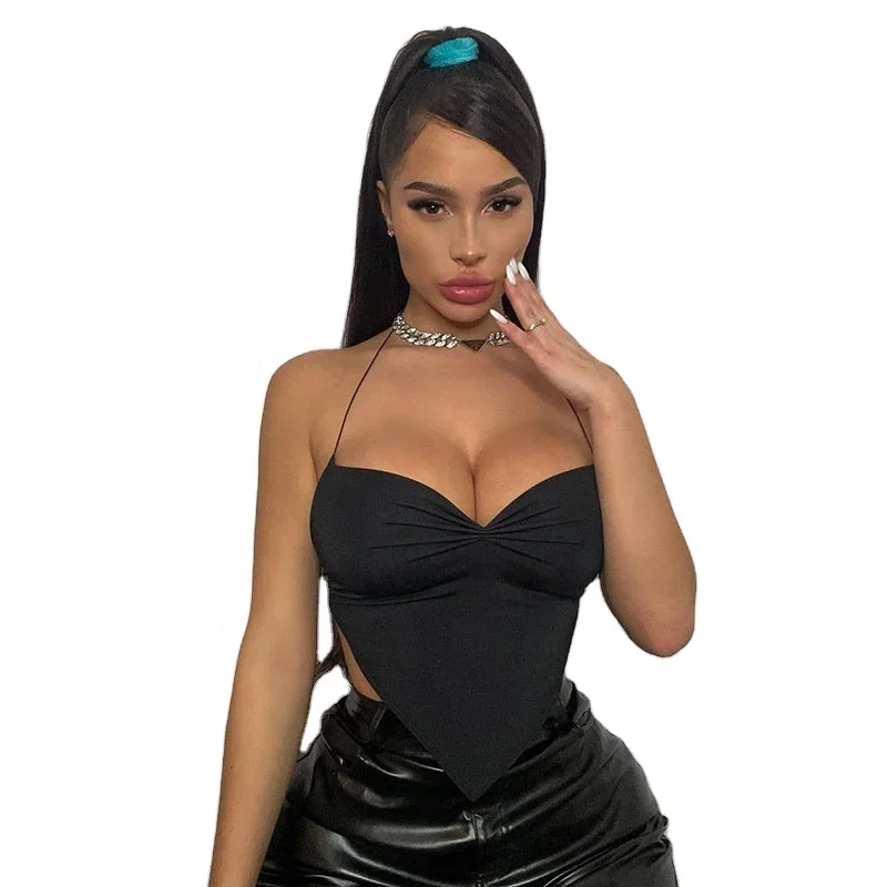 

New Arrival Cotton Black Color Summer Sleeveless Women's Crop Tank Top For Ladies