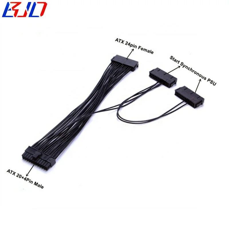 

Wholesale ATX 24Pin Male 1 to 3 24-Pin Female Motherboard Power Supply Start Synchronous Cable 30CM in stock, Black