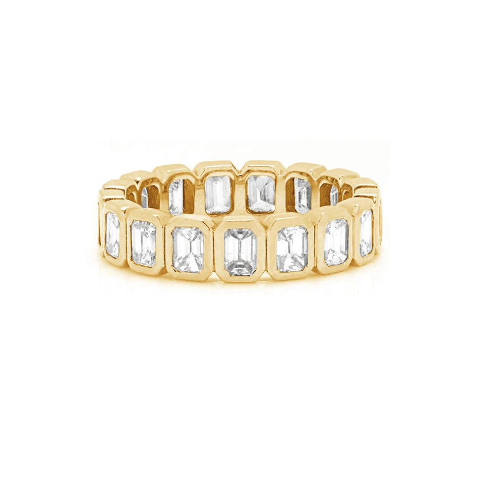 

jewelry wholesale 925 sterling silver women ring 18k gold plated emerald cut zircon bezel ring