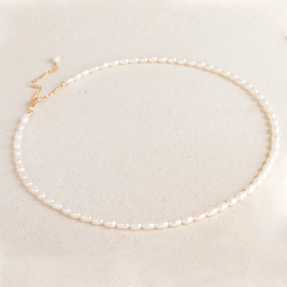 

Classic Tiny Freshwater Pearl Necklace Dainty Pearl Choker Necklaces Gift for her