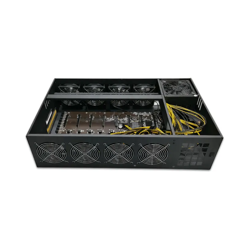 

8 GPU Metal Case Computer Frame Rack Kit Motherboard case with 8fans fully motherboard psu