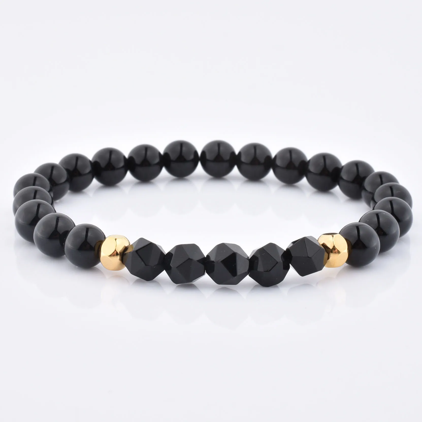 

Natural Stone Metal Unisex Charm Gold Ring Bead Stainless Steel Elastic Bracelet