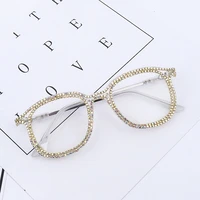 

Brand Designer Shades Sun Glasses Vintage Metal Clear Eyewear Sunglass Gold Rhinestone Cat Eye Sunglasses For Women