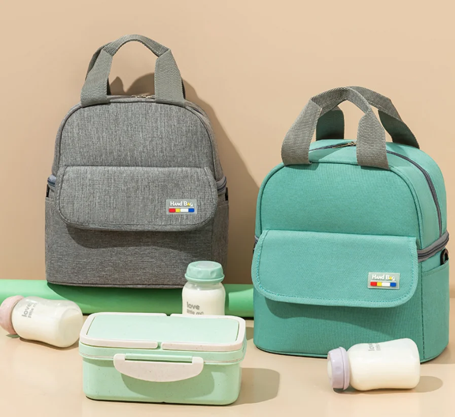 

Hot sale lunch food cooler bags baby bottle cooler bag, Gray, green