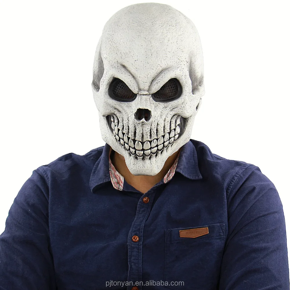 Great For HalloweenDeath Adult Size LATEX SKELETON MASK Full Over Head NEW 