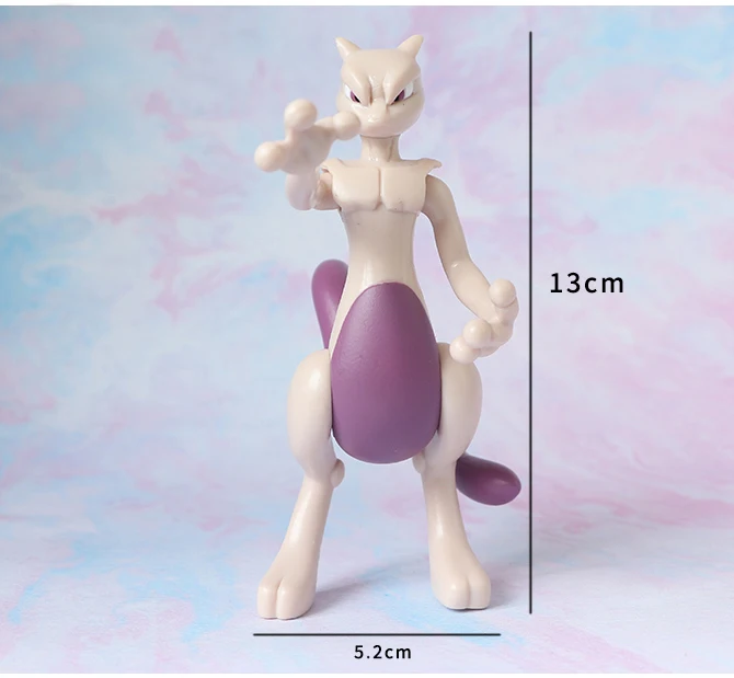 

Free Shipping Pokemon figures Cartoon Mewtwo Doll 3D Action Figure Model Toys Gift for Kid, Colorful