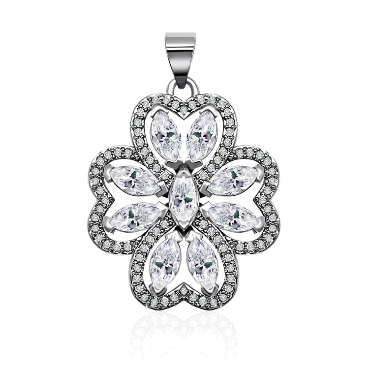 

Lotus Crystal pendant jewelry ice out diamond zirconia silver women jewelry, Gold/silver
