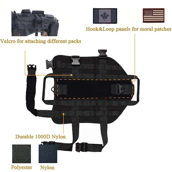 High Quality Police Training Dog Army Service Vest , K9 Military Tactical Dog Harness Vest with Custom Design