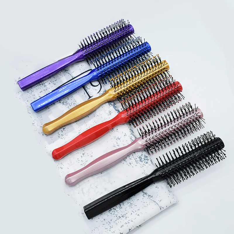

Free Sample Woman Round Brush For Blow Drying Hair Brush Hair Styling Plastic Hairbrush Comb Barber Accessories, As pic