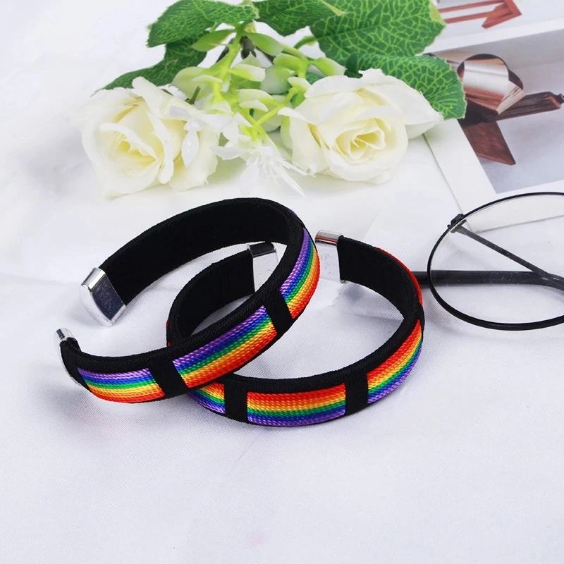

Hot sale fashion Pride Rainbow Weave Bracelet Women Men Lesbian LGBT Bracelet Friendship Couple Jewelry Bracelet, Colors