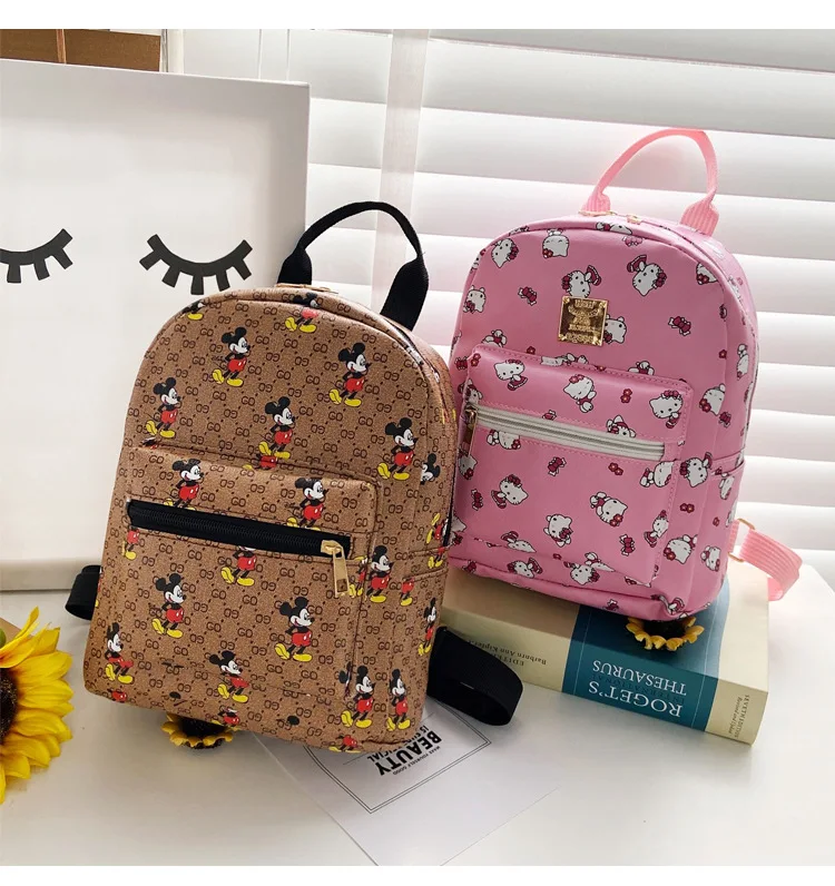 

custom small bag cute girls genuine luxury pu leather mickey backpack for woman