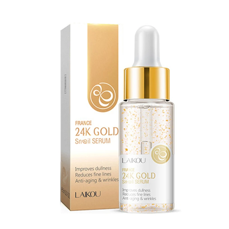 

24K Gold Serum Snail Essence Private Label Make Up Primer Hydrating Moisturizing Shrink Pores Face Foil Serum