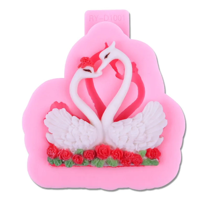 

Swan chocolate silicone mold cake decoration making candle plaster resin mold, Pink