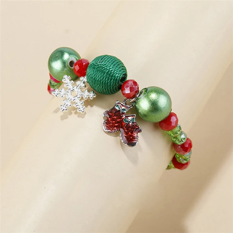 

Explosive Christmas Snowflake Pendant Bracelet Big Color Bead Crystal Christmas Jewelry New Bracelet, Picture shows