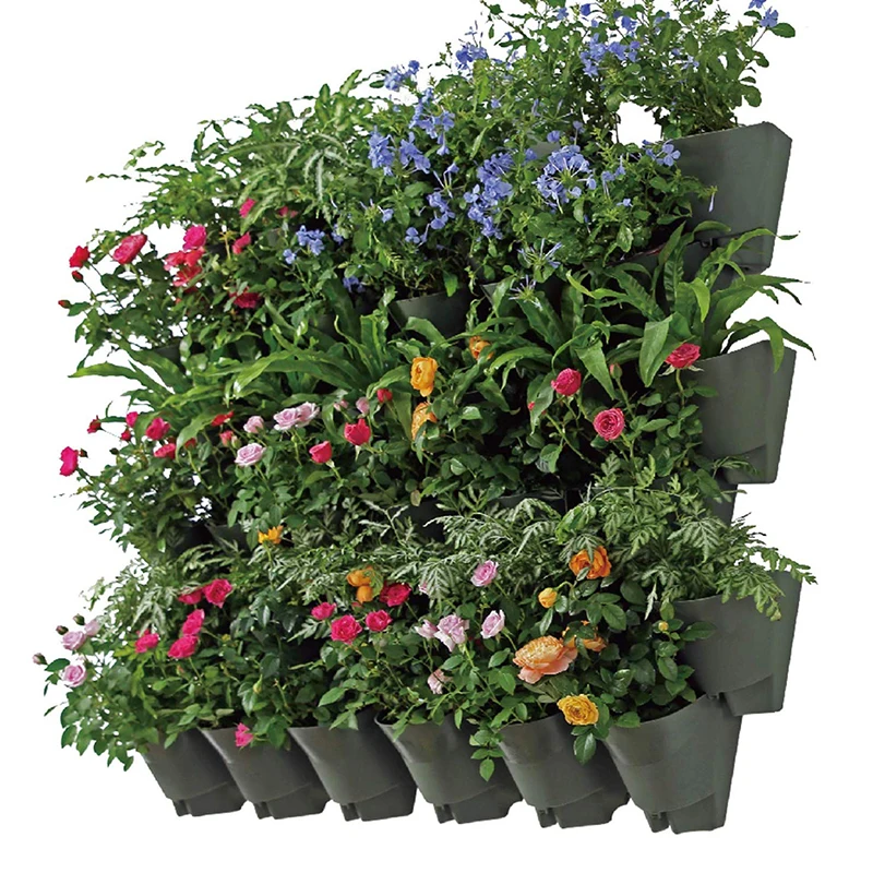 

Hot Plastic Garden Wholesale Self Watering Wall Hanging Vertical Planter Flower Pot, Green/grey/brick red/white/black