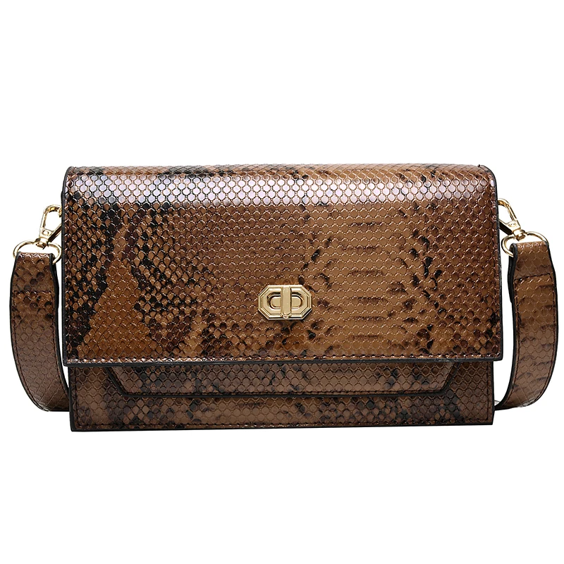 

2021 fashion high quality python pattern embossed ladies' own brand messenger shoulder bag ladies, 4 colors