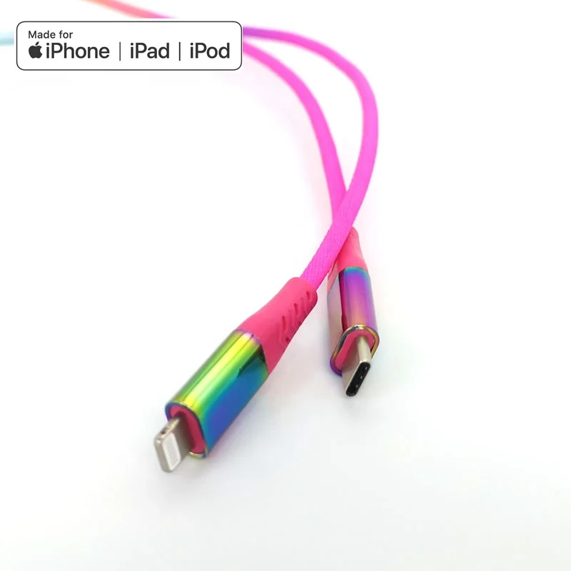 

MFi PD 20W fast charging type C to Lightning aluminum alloy fishing net braided data cable for iPhone 12/13, Customized