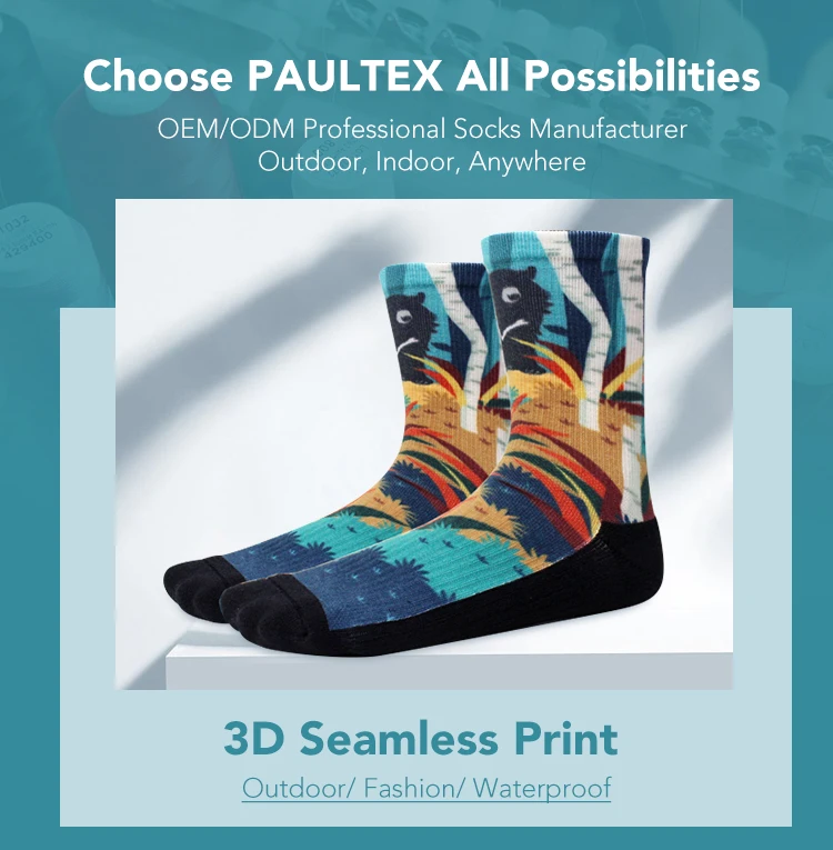 blank sublimation 3D Digital seamless printing printed polyester socks for sublimation 