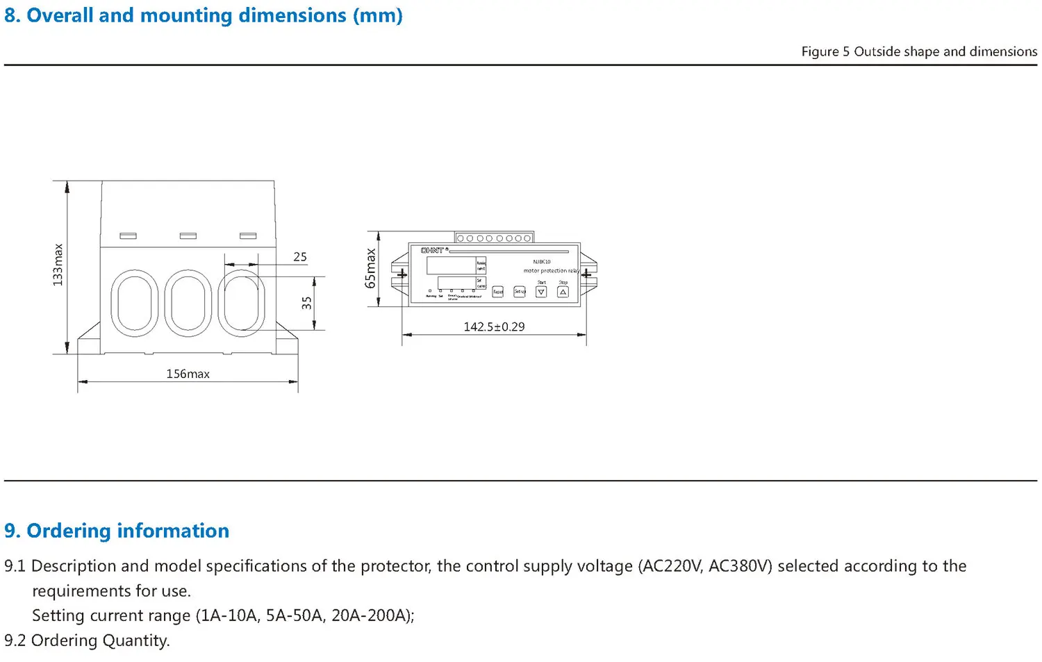 Chint original NJBK10 NJBK10-10 NJBK10-50 NJBK10-200 220V 380V Overload Open phase Three phase imbalance Motor Protection Relay