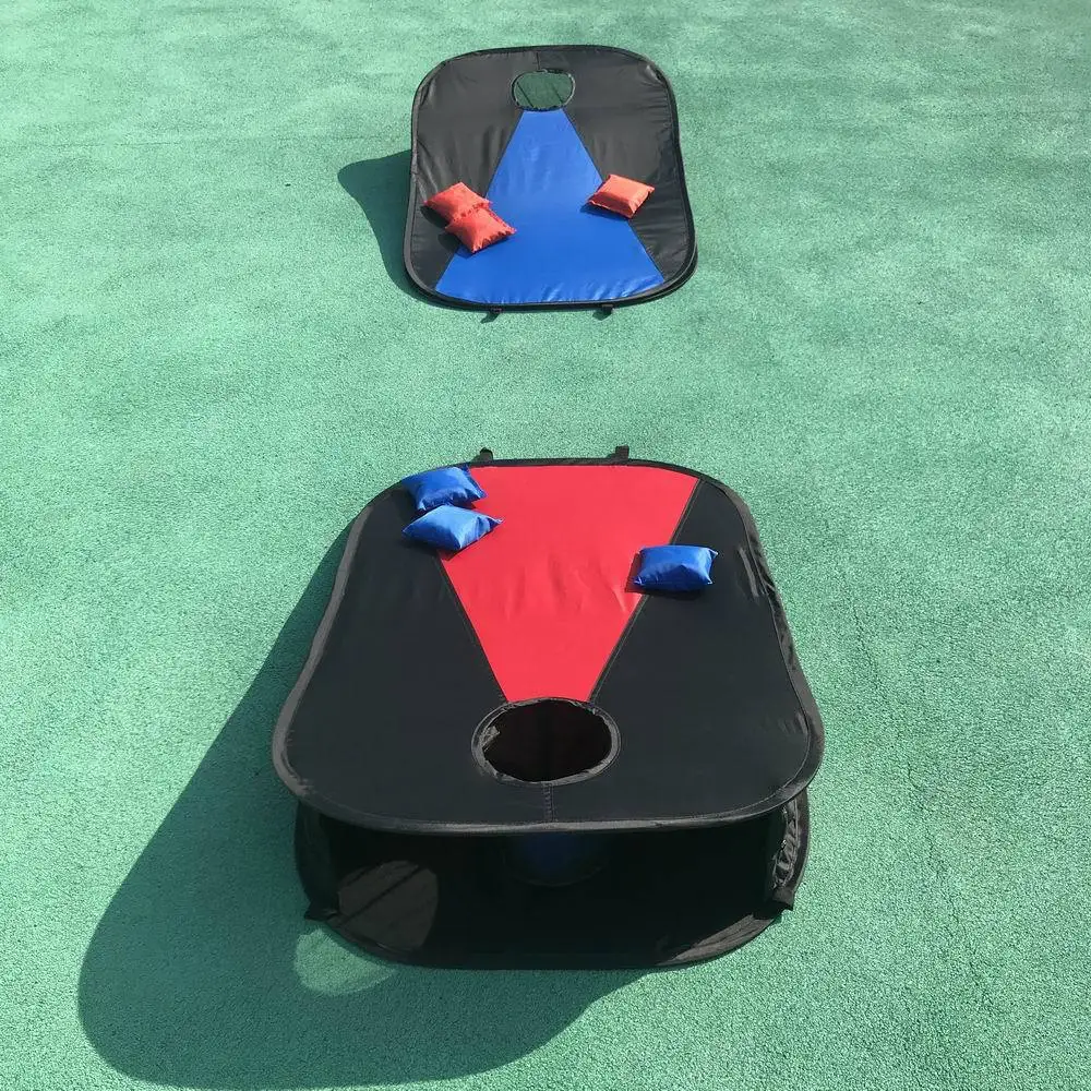 

Collapsible Portable Corn Hole Boards Game Set with 8 Cornhole Bean Bags, Black and red/ black and blue