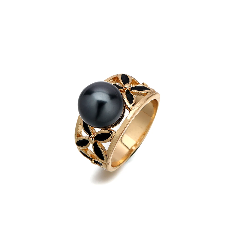 

Cring CoCo New Samoan Polynesian14k Gold Plated Engagement Jewelry Black Pearl Hawaiian Rings For Women Wholesale, Gold color
