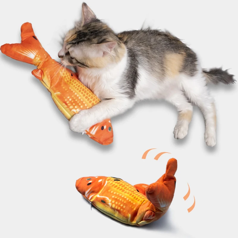

Wholesale USB Soft Simulation Dancing Moving Floppy Automatic Electric Chew Pet Interactive Fish Cat Toy For Cats
