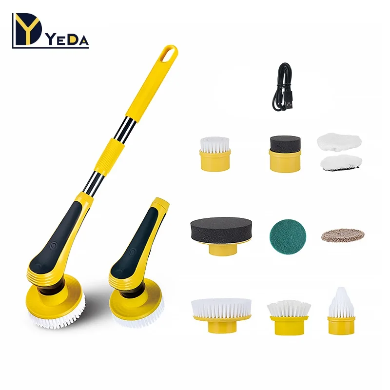 

Electric Power Scrubber Kitchen Rechargeable Turbo Scrub Brush Handheld Cleaning Brush, Yellow & customizable