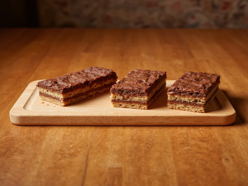 Three variations of homemade perfect bars on wooden board