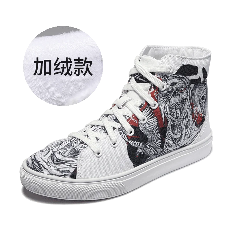 
Men shoes IDX 2020 latest high-quality trend graffiti canvas shoes leisure sports style hip-hop board shoes men 