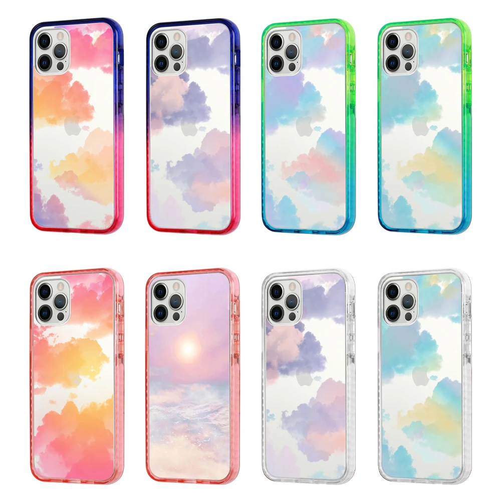 

For iPhone 11 12 13 Pro Case Personalized Impact 3 in 1 Phone Case For iPhone X Xr Xs Max White TPE Bumper Silicon iPhone Case, Transparent and fashion patterns