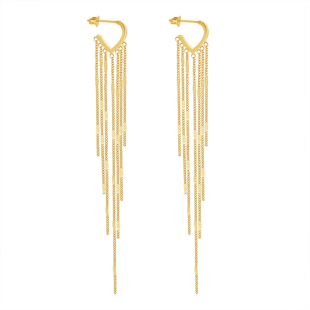 

Titanium Steel Tassel EarringsTrending Korean Long EarringsFringe Earrings Women