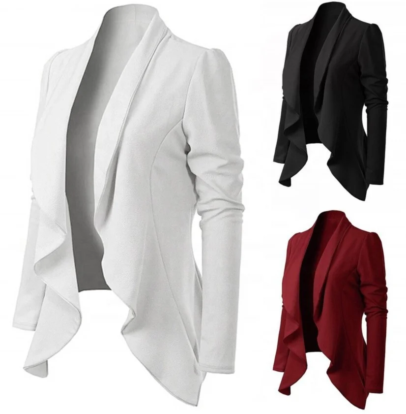 

Knitted long-sleeved slim suit jacket Single-breasted diagonal collar blazer Commuting options