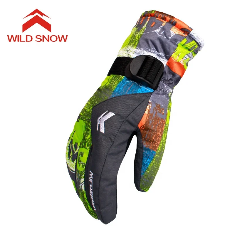 

Wild snow winter ski gloves woman fashion New Waterproof, windproof, skiing and cycling gloves, Orange ,rose red ,blue