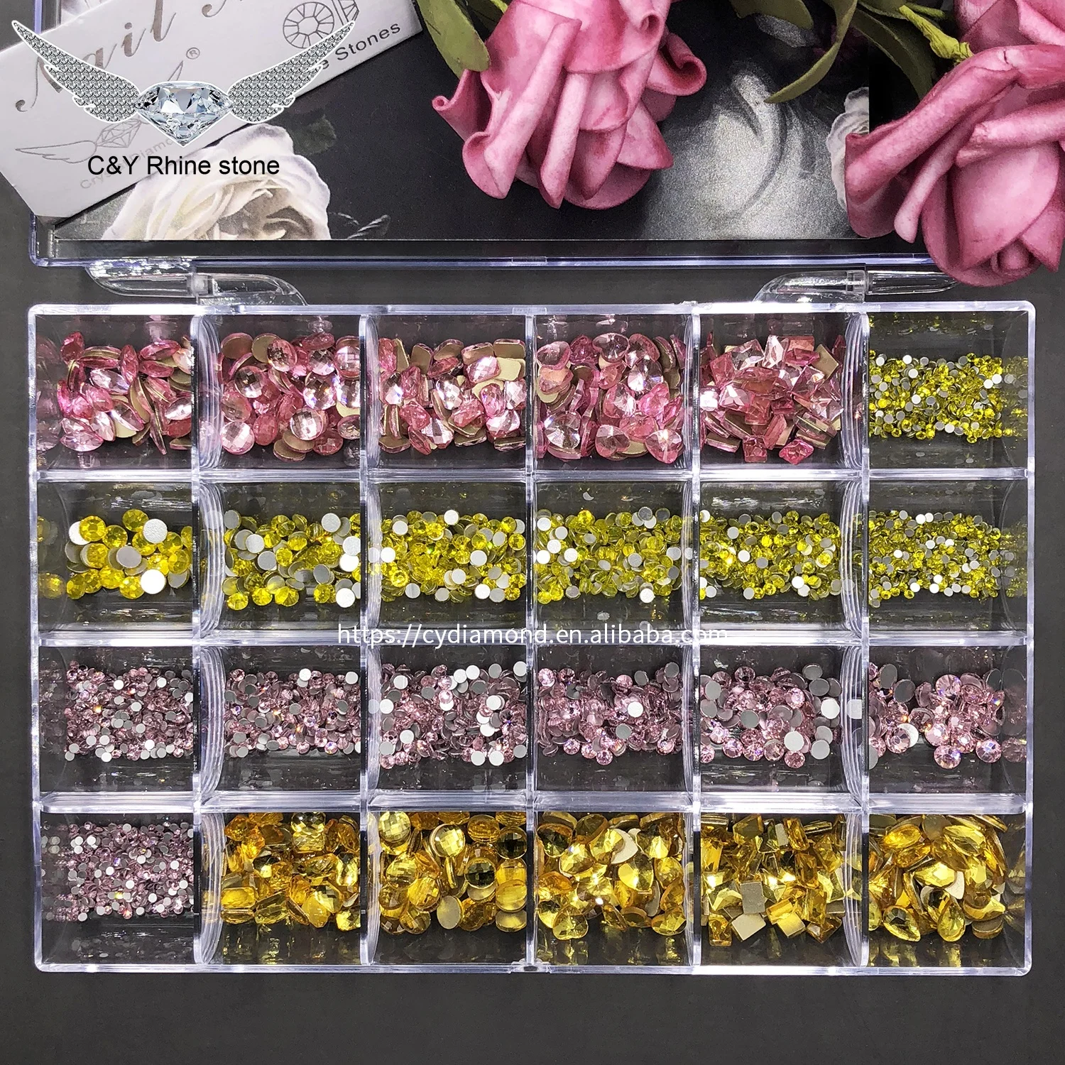 

Wholesale crystal 3d strasssteine nail art accessories charms decoraction shaped rhinestone, Citrine and light rose